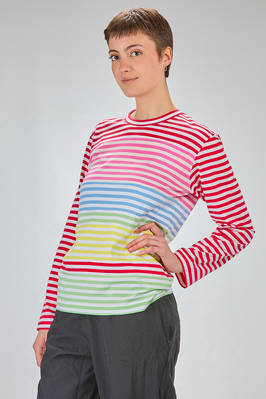 'classic Comme-Comme' t-shirt in cotton jersey with multicolour horizontal lines - COMME des GARÇONS - COMME des GARÇONS 
