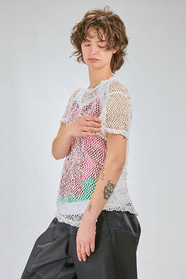 hip-lenght t-shirt, soft and asymmetrical in treated polyester net - COMME des GARÇONS - COMME des GARÇONS 