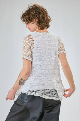 hip-lenght t-shirt, soft and asymmetrical in treated polyester net - COMME des GARÇONS - COMME des GARÇONS 