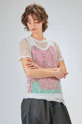 hip-lenght t-shirt, soft and asymmetrical in treated polyester net - COMME des GARÇONS - COMME des GARÇONS 