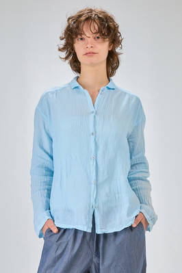 hip length shirt, slightly flared, of washed linen crêpe  - 408