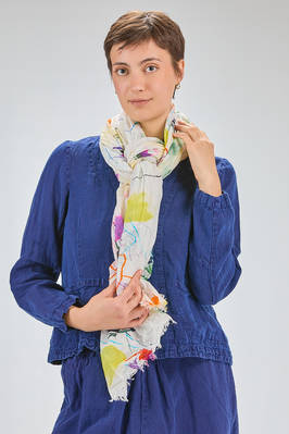long and wide scarf of lightweight washed and printed cotton canvas  - 408