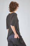 t-shirt lunga e ampia in jersey fiammato di lino sovra-tinto - ATELIER SUPPAN 