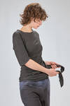 t-shirt lunga e ampia in jersey fiammato di lino sovra-tinto - ATELIER SUPPAN 
