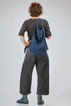 medium size sack style bag of cotton and linen tyed-and-dyed denim - ATELIER SUPPAN 