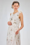 long dress, slim fit on the waist, in printed cotton and silk jersey and silk georgette - ALEKSANDR MANAMIS 