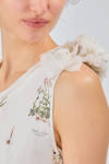 long dress, slim fit on the waist, in printed cotton and silk jersey and silk georgette - ALEKSANDR MANAMIS 