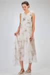 long dress, slim fit on the waist, in printed cotton and silk jersey and silk georgette - ALEKSANDR MANAMIS 