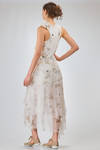 long dress, slim fit on the waist, in printed cotton and silk jersey and silk georgette - ALEKSANDR MANAMIS 