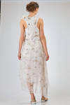 long dress, slim fit on the waist, in printed cotton and silk jersey and silk georgette - ALEKSANDR MANAMIS 