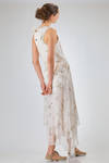 long dress, slim fit on the waist, in printed cotton and silk jersey and silk georgette - ALEKSANDR MANAMIS 