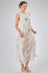 long dress, slim fit on the waist, in printed cotton and silk jersey and silk georgette - ALEKSANDR MANAMIS 
