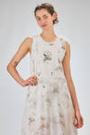 long dress, slim fit on the waist, in printed cotton and silk jersey and silk georgette - ALEKSANDR MANAMIS 