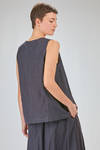 hip length top, wide, flared, in washed cotton and linen canvas - BERGFABEL 