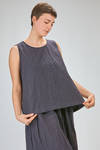 hip length top, wide, flared, in washed cotton and linen canvas - BERGFABEL 