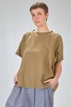 top lungo e ampio in tela di lino lavata con profili a taglio vivo - CINI 