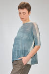 hip length knit, soft, in gauzed blended linen and polyamide knit - F CASHMERE 