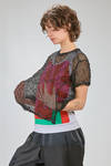 t-shirt al fianco, morbida e asimmetrica in rete di poliestere trattato - COMME des GARÇONS - COMME des GARÇONS 