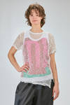 hip-lenght t-shirt, soft and asymmetrical in treated polyester net - COMME des GARÇONS - COMME des GARÇONS 