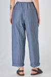 pantalone ampio in denim leggerissimo di cotone lavato - MANUELLE GUIBAL 