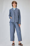 hip length jacket, wide, of super lightweight washed cotton denim - MANUELLE GUIBAL 