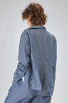 hip length jacket, wide, of super lightweight washed cotton denim - MANUELLE GUIBAL 