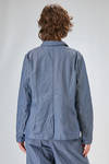 hip length jacket, wide, of super lightweight washed cotton denim - MANUELLE GUIBAL 