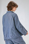 hip length jacket, wide, of super lightweight washed cotton denim - MANUELLE GUIBAL 