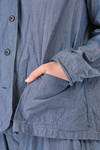 hip length jacket, wide, of super lightweight washed cotton denim - MANUELLE GUIBAL 