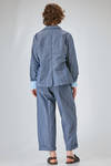 hip length jacket, wide, of super lightweight washed cotton denim - MANUELLE GUIBAL 