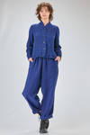 short and slim jacket of washed overdyed linen canvas - MANUELLE GUIBAL 