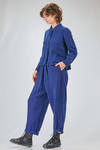 short and slim jacket of washed overdyed linen canvas - MANUELLE GUIBAL 