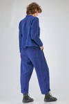 short and slim jacket of washed overdyed linen canvas - MANUELLE GUIBAL 