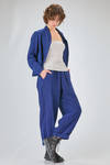 short and slim jacket of washed overdyed linen canvas - MANUELLE GUIBAL 