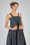 couture long slim waisted dress in flamed washed linen canvas - MARC LE BIHAN 