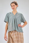 t-shirt over, al fianco, in jersey sovra-tinto di cotone, parti in seta e cupro - ZIGGY CHEN 