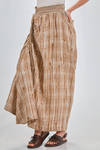 long, regular fit and asymmetrical skirt, of irregular washed linen madras, parts of cotton and cupro - ZIGGY CHEN 