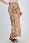 long, regular fit and asymmetrical skirt, of irregular washed linen madras, parts of cotton and cupro - ZIGGY CHEN 