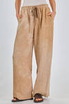 pantalone ampio in tela di lino trattata e sovra-tinta, parti in cotone e cupro - ZIGGY CHEN 