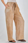 pantalone ampio in tela di lino trattata e sovra-tinta, parti in cotone e cupro - ZIGGY CHEN 