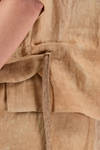 camicia ampia, al fianco, in tela tratta e sfumata di lino, parti in cupro - ZIGGY CHEN 