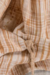 camicia ampia, al fianco, in madras a macchie di lino lavato, parti in cupro - ZIGGY CHEN 