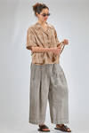 camicia ampia, al fianco, in madras a macchie di lino lavato, parti in cupro - ZIGGY CHEN 