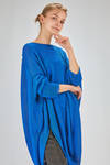 long tunic, wide, asymmetrical, in cotton, linen and textile paper knit - RUNDHOLZ 