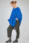 long tunic, wide, asymmetrical, in cotton, linen and textile paper knit - RUNDHOLZ 