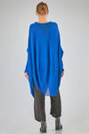 long tunic, wide, asymmetrical, in cotton, linen and textile paper knit - RUNDHOLZ 