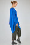 long tunic, wide, asymmetrical, in cotton, linen and textile paper knit - RUNDHOLZ 
