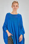 long tunic, wide, asymmetrical, in cotton, linen and textile paper knit - RUNDHOLZ 