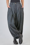 pantalone ampio in tela lavata di viscosa, lino e poliammide a righe sottili verticali - RUNDHOLZ DIP 