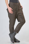 pantalone a sigaretta in crêpe gessato e lavato di viscosa, lino e poliammide - RUNDHOLZ DIP 
